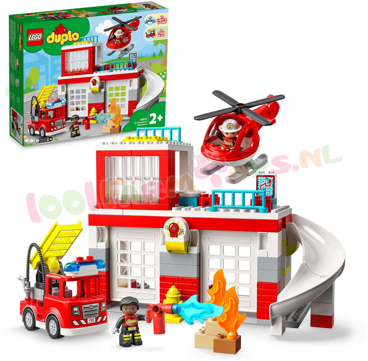 Van toepassing versneller Uit LEGO DUPLO BrandweerKazerne & Helikopter - 10970 - DUPLO - 1001Farmtoys  landbouwspeelgoed - LEGO DUPLO Rescue Brandweerkazerne & Helikopter