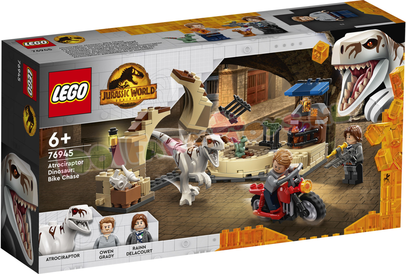 Lego Jurassic World 76945 Atrociraptor dinosaurus motorachtervolging