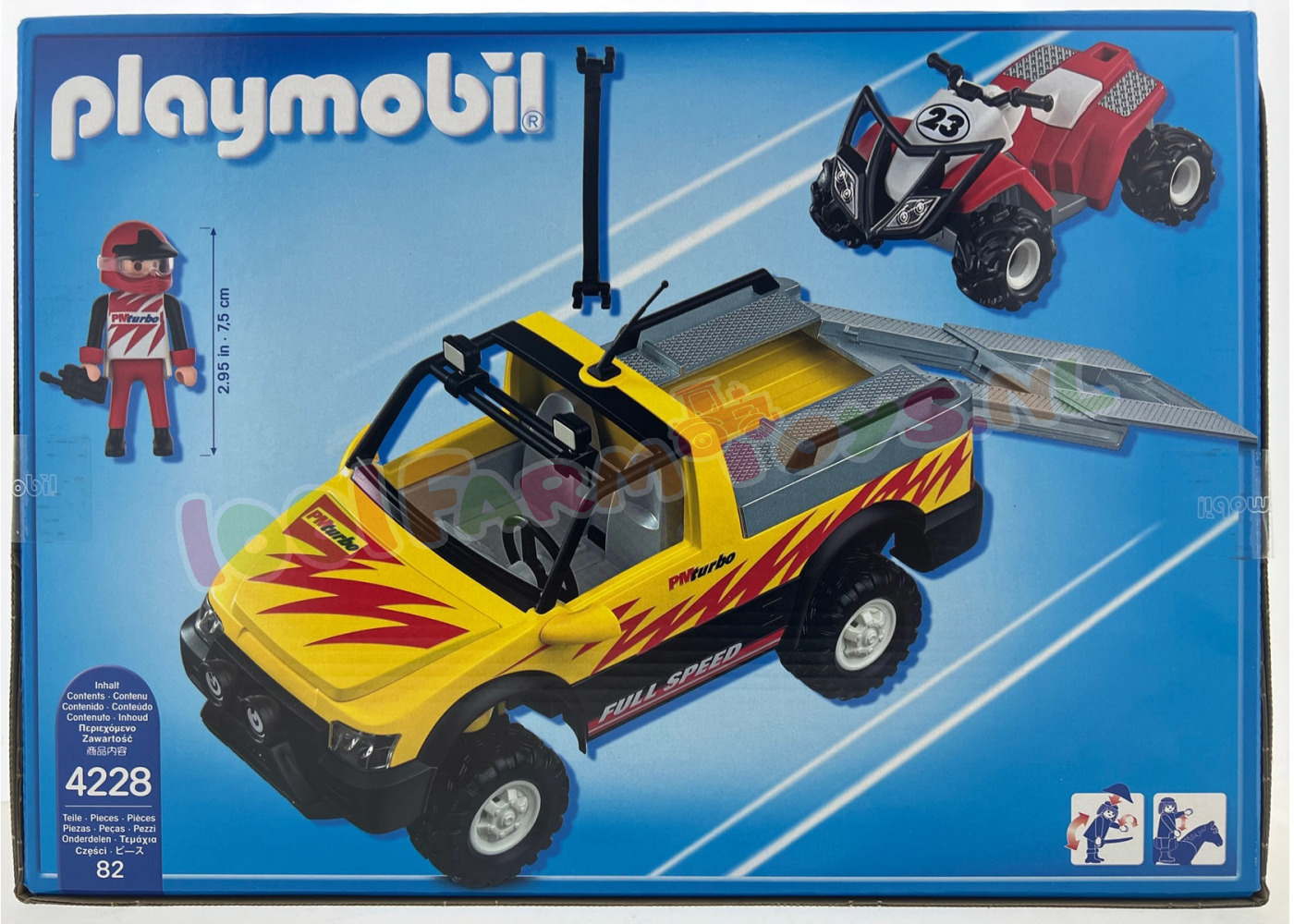 smal Gevangene Verstrooien PLAYMOBIL Pick-Up met Rode Quad - 4228 - Playmobil City Actions - Playmobil  - 1001Farmtoys landbouwspeelgoed - Dit artikel is tijdelijk weer leverbaar