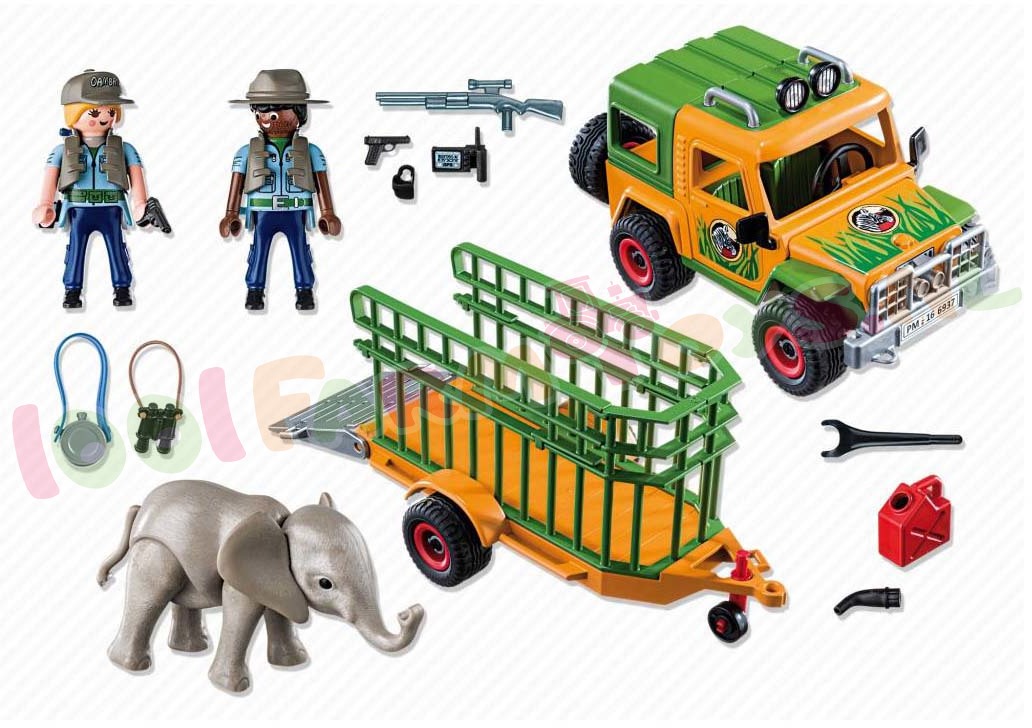 PLAYMOBIL RANGER TERREINWAGEN OLIFANT - Uitverkocht Farm - 1001Farmtoys landbouwspeelgoed - Ranger met olifant Er is een