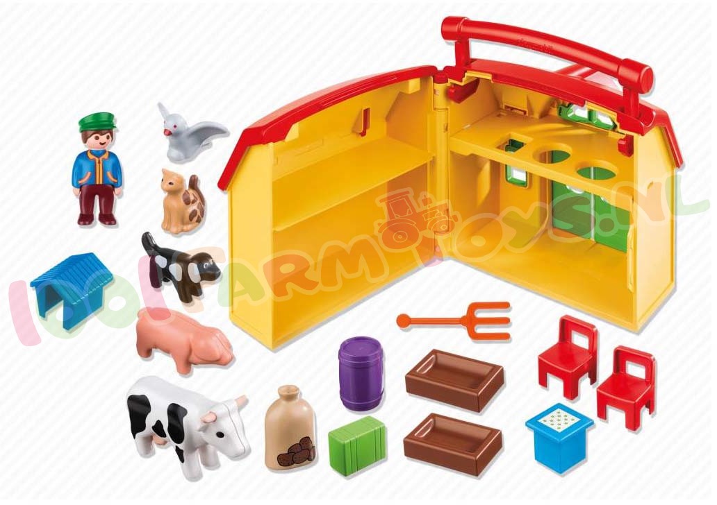 Pidgin zegevierend over PLAYMOBIL 1 2 3 MEENEEM BOERDERIJ DIEREN - 6962 - Playmobil 1 2 3 -  Playmobil - 1001Farmtoys landbouwspeelgoed - Meeneemboerderij met dieren  Playmobil