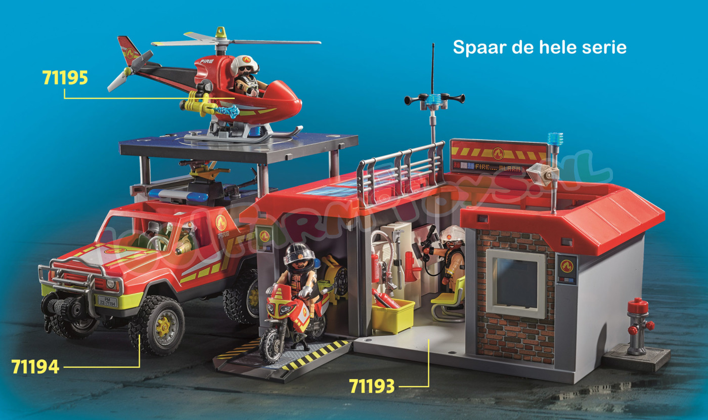 PLAYMOBIL Brandbestrijding Helikopter 71195 - Playmobil City Actions - Playmobil - 1001Farmtoys landbouwspeelgoed - met werkend waterkanon Er komt