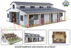Paardenstal met 7 boxen en weiland 1:24