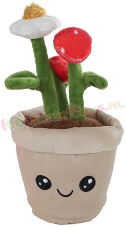 Knuffel Aardbeienplant met grijze pot