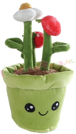 Knuffel Aarbeienplant met groene pot