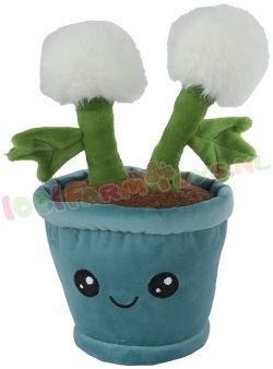 Knuffel Paardenbloem met blauwe pot