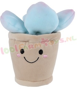 Knuffel Plant met blauwe bloem 13 cm