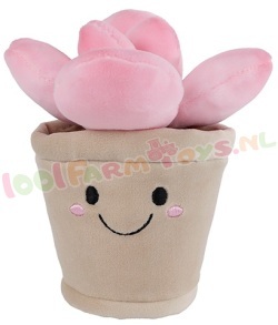 Knuffel Plant met roze bloem 13 cm