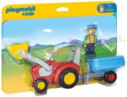 PLAYMOBIL 1.2.3 Boer + Tractor Aanhanger
