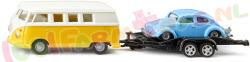 VW T1 met Trailer en VWBeetle 1/50